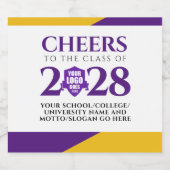 パープル金ゴールド学校大学卒業 スパークリングワインラベル (シングルラベル)