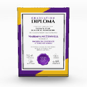 パープル金ゴールド学校大学卒業 フォトブロック (正面)