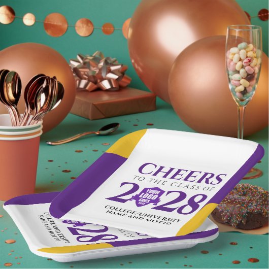 パープル金ゴールド学校大学卒業 ペーパープレート (複数)