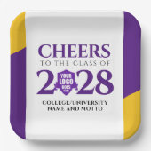 パープル金ゴールド学校大学卒業 ペーパープレート (正面)