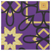 パープル金ゴールド幾何木綿トイルヤード ファブリック (クローズアップ)