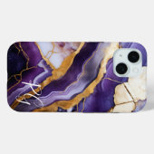 パープル金ゴールド抽象芸術大理石モノグラム Case-Mate iPhoneケース (裏面 (横))