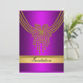 パープル金ゴールド招待状任意のパーティーパープル金ゴールド 招待状 (スタンド正面)