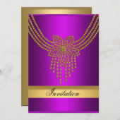 パープル金ゴールド招待状任意のパーティーパープル金ゴールド 招待状 (正面/裏面)