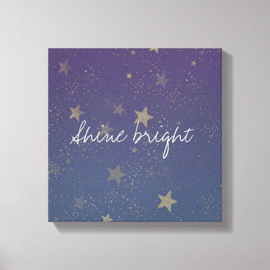 パープル金ゴールド星紙吹雪 キャンバスプリント (正面)