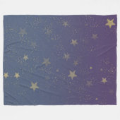 パープル金ゴールド星紙吹雪 フリースブランケット (正面(横))