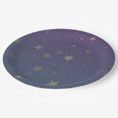 パープル金ゴールド星紙吹雪 ペーパープレート (アングル)