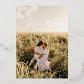 パープル金ゴールド熱帯の葉の宛先の結婚式 箔招待状 (裏面)