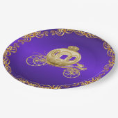 パープル金ゴールド王室のコーチキャリッジ ペーパープレート (アングル)