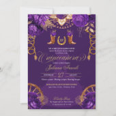 パープル金ゴールド王室のバラシャロウェスタンキンセアニェラ 招待状 (正面)