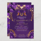 パープル金ゴールド王室のバラシャロウェスタンキンセアニェラ 招待状 (正面/裏面)