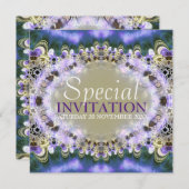 パープル金ゴールド王室のプリンセス誕生日招待状 招待状 (正面/裏面)