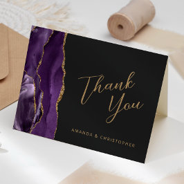 パープル金ゴールド瑪瑙スクリプトダーク結婚の感謝 カード