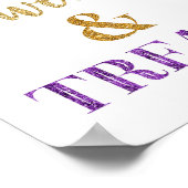 パープル金ゴールド紙吹雪スイーツ&トリートデザートテーブル ポスター (角)