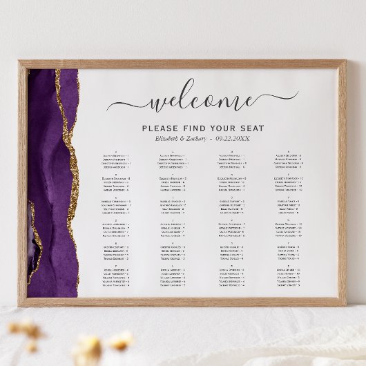 パープル金ゴールド結婚アゲート席 ポスター