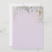 パープル金ゴールド結婚グリーンリーズドレスブライダルシャワー 招待状 (裏面)