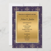 パープル金ゴールド結婚シャンデリアすべての行事 招待状 (正面)