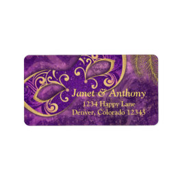 パープル金ゴールド結婚マスカレード住所 シール