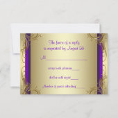 パープル金ゴールド結婚50周年記念パーティーRSVP 出欠カード (正面)