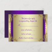 パープル金ゴールド結婚50周年記念パーティーRSVP 出欠カード (正面/裏面)