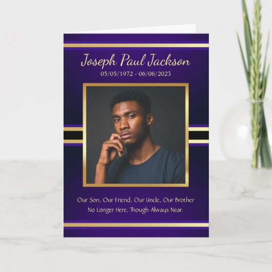 パープル金ゴールド葬儀折りプログラム プログラム (正面)