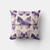 パープル金ゴールド蝶グリッター クッション (正面)