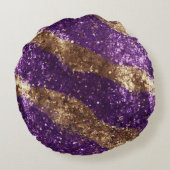 パープル金ゴールド蝶グリッター ラウンドクッション (裏面)