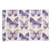 パープル金ゴールド蝶グリッター 枕カバー (正面右)