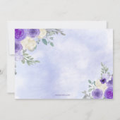 パープル金ゴールド蝶フェアリーファースト誕生日 サンキューカード (裏面)