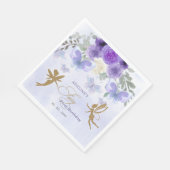 パープル金ゴールド蝶フェアリーファースト誕生日 スタンダードランチョンナプキン (角)