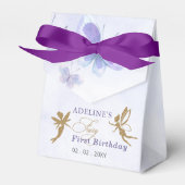 パープル金ゴールド蝶フェアリーファースト誕生日 フェイバーボックス (正面サイド)