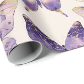 パープル金ゴールド蝶誕生日 ラッピングペーパー (ロールコーナー)