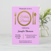 パープル金ゴールド誕生日ブランチ招待状 招待状 (スタンド正面)