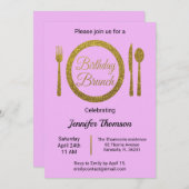 パープル金ゴールド誕生日ブランチ招待状 招待状 (正面/裏面)