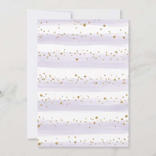 パープル金ゴールド象フローラムーンスターズ赤ちゃんシャワー 招待状 (裏面)