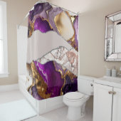 パープル金ゴールド高級エレガントデザインリキッドテクスチャ シャワーカーテン (インサイチュ)