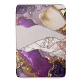 パープル金ゴールド高級エレガントデザインリキッドテクスチャ バスマット (正面縦)