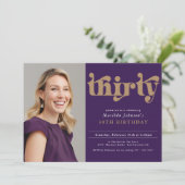 パープル金ゴールド30th誕生日パーティー 招待状 (スタンド正面)