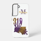 パープル金ゴールド318エリアコードルイジアナイニシャル名 SAMSUNG GALAXYケース (裏面)