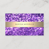 パープル金ゴールド&グリッターラグジュアリーグラームQRコード 名刺 (正面)