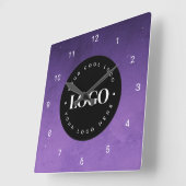 パープル銀河系カスタムロゴ事業会社オフィス スクエア壁時計 (傾斜)