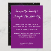 パープル銀河系クラスタープラネタリウム結婚ズ 招待状 (正面/裏面)