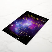 パープル銀河系クラスタープラネタリウム結婚ズ 箔招待状 (回転した状態)