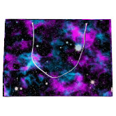 パープル銀河系コズミック宇宙スター ラージペーパーバッグ (正面)