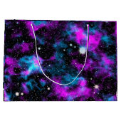 パープル銀河系コズミック宇宙スター ラージペーパーバッグ (裏面)