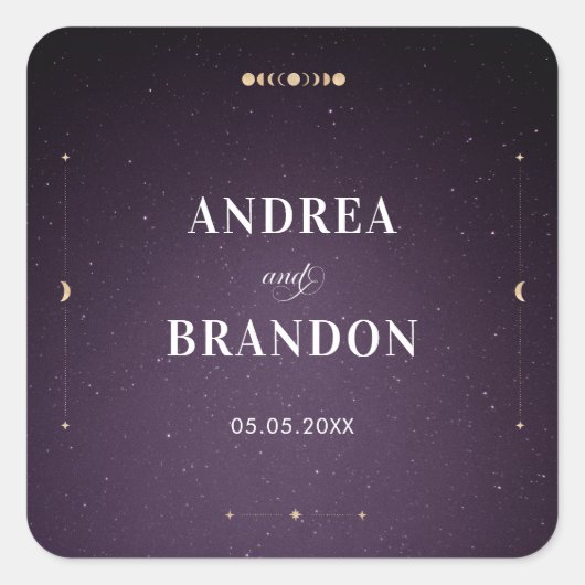 パープル銀河系シナ金ゴールドミスティックムーン結婚ズ スクエアシール (正面)