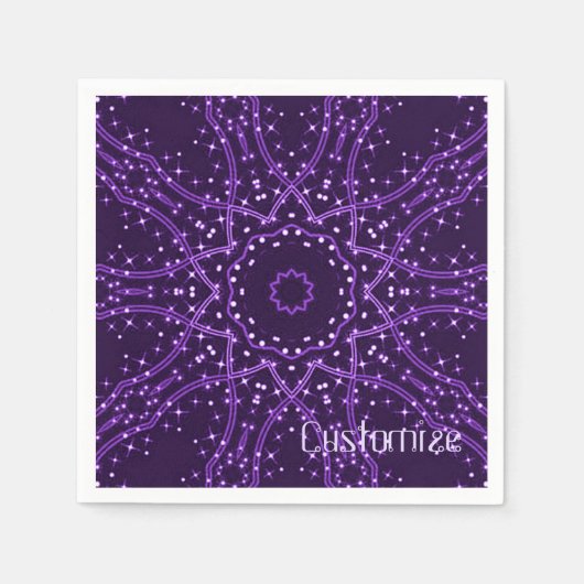 パープル銀河系スターズナプキンス スタンダードカクテルナプキン (正面)