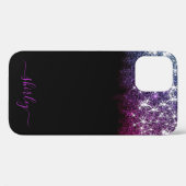 パープル銀河系スターズネームドリッピンググリッター雨 Case-Mate iPhoneケース (裏面 (横))