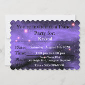 パープル銀河系ダンスバースデーパーティ招待状 (裏面)