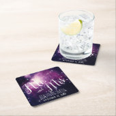 パープル銀河系天星ナイトスカイ結婚ズ スクエアペーパーコースター (インサイチュ)